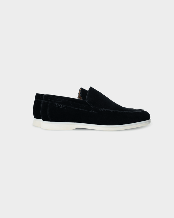 MONACO - ZWART SUÈDE YACHT LOAFERS