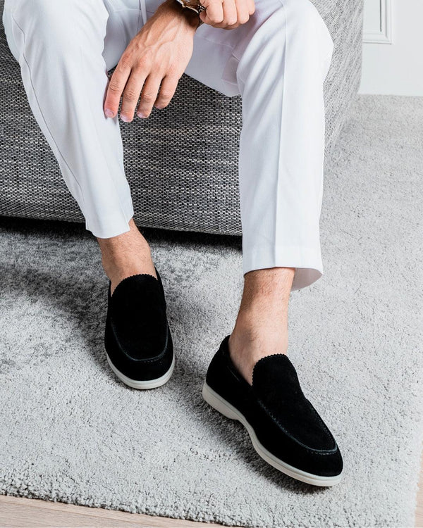 MONACO - ZWART SUÈDE YACHT LOAFERS