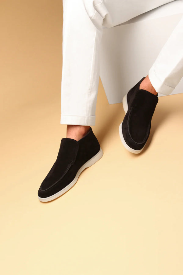 MONACO - ZWART HIGH SUÈDE LOAFERS